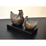 銅雕動物- 銅雕公母雞擺飾雕塑 (y14879 銅雕系列 銅雕動物)